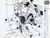 831469 Thematische kaart met een schets van de inrichting van de ruimte in midden-Utrecht volgens Model D in het ...